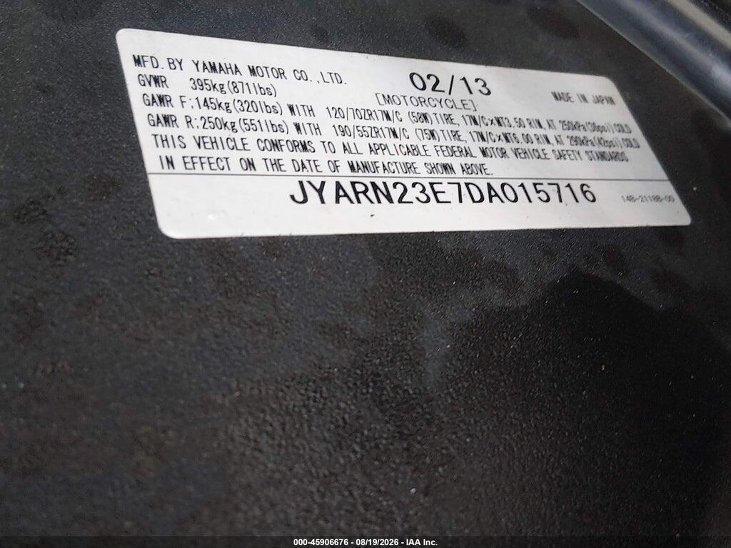 JYARN23E7DA015716 2013 YAMAHA YZFR1 photo no. 10