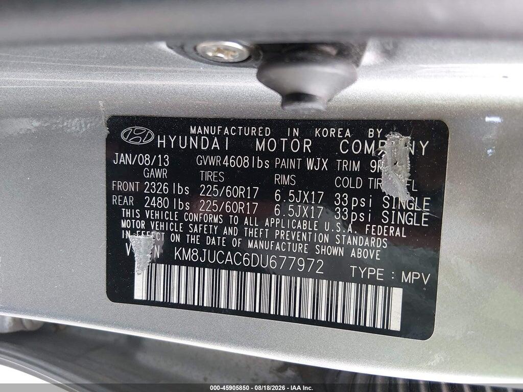 KM8JUCAC6DU677972 2013 HYUNDAI TUCSON photo no. 9