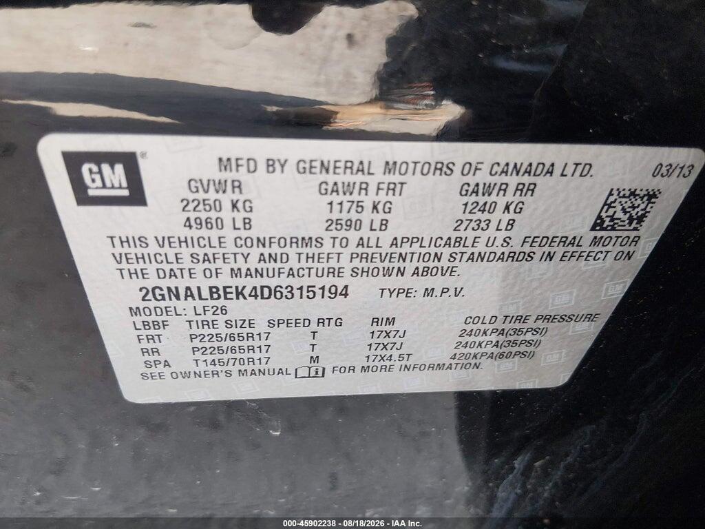 2GNALBEK4D6315194 2013 CHEVROLET EQUINOX photo no. 9