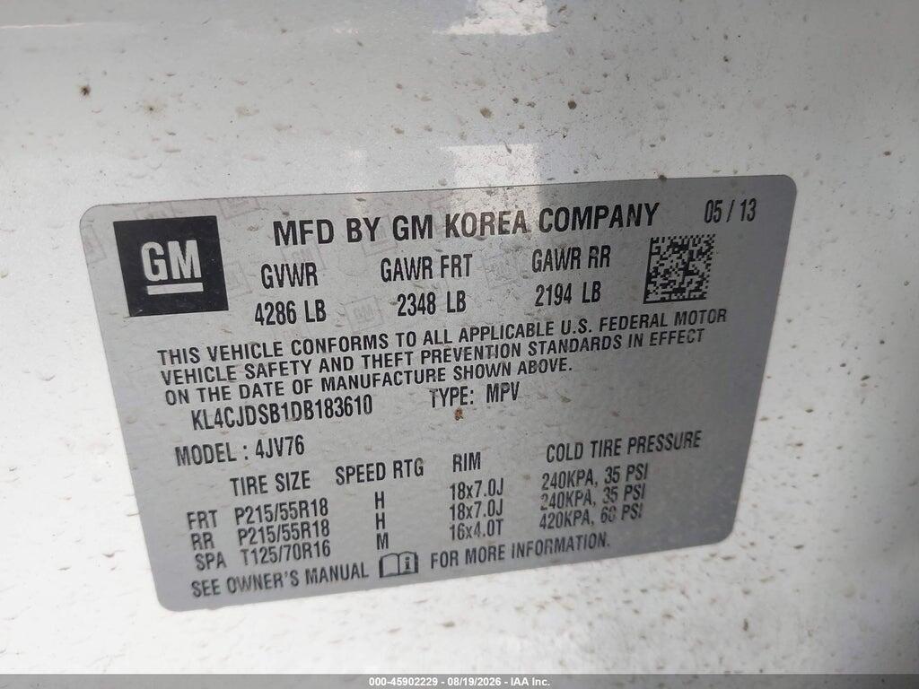 KL4CJDSB1DB183610 2013 BUICK ENCORE photo no. 9