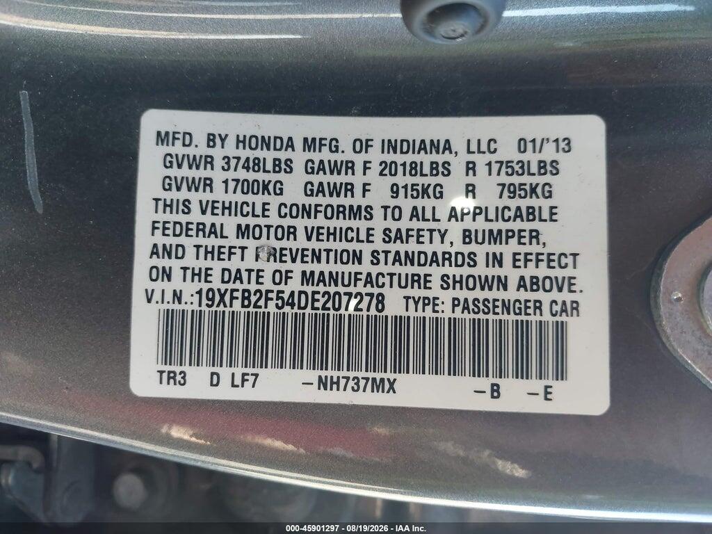 19XFB2F54DE207278 2013 HONDA CIVIC photo no. 9