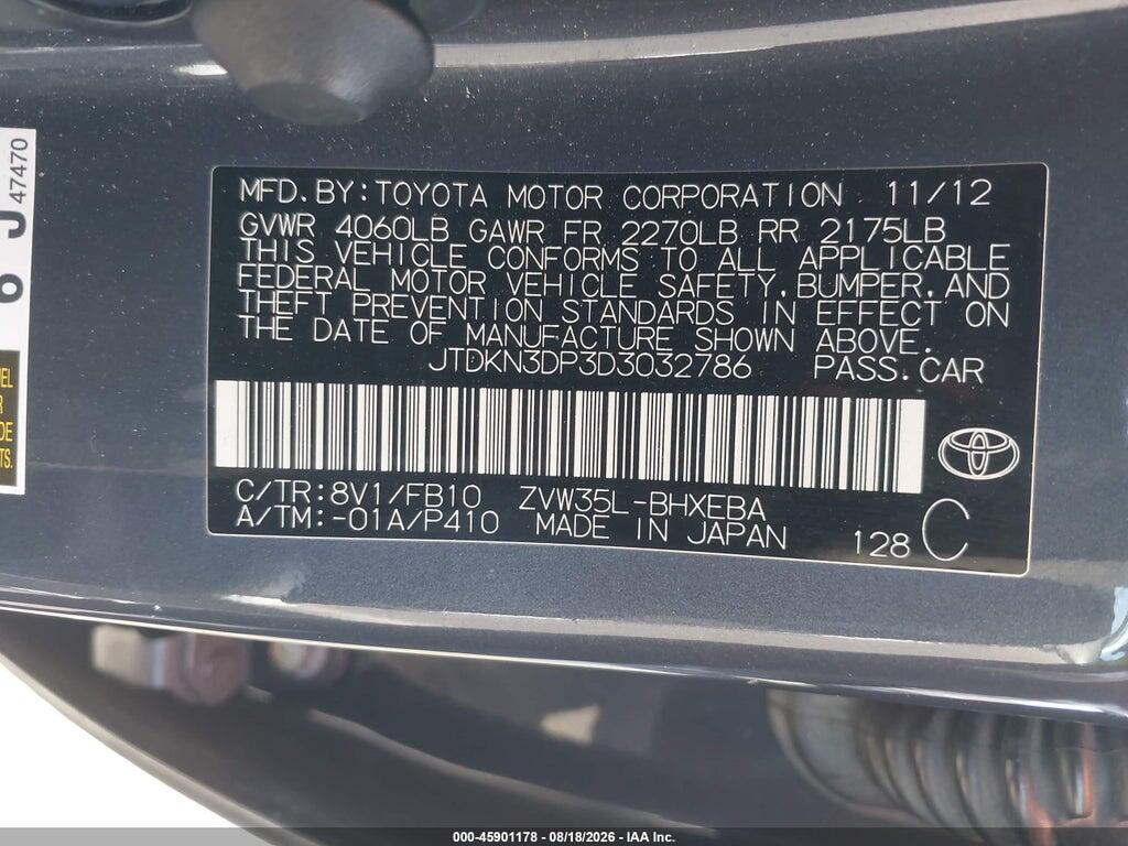 JTDKN3DP3D3032786 2013 TOYOTA PRIUS PLUG-IN photo no. 9