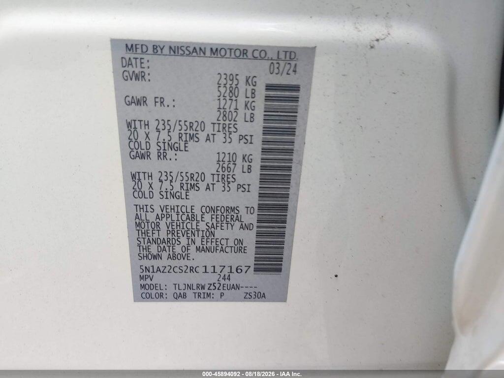 5N1AZ2CS2RC117167 2024 NISSAN MURANO photo no. 9