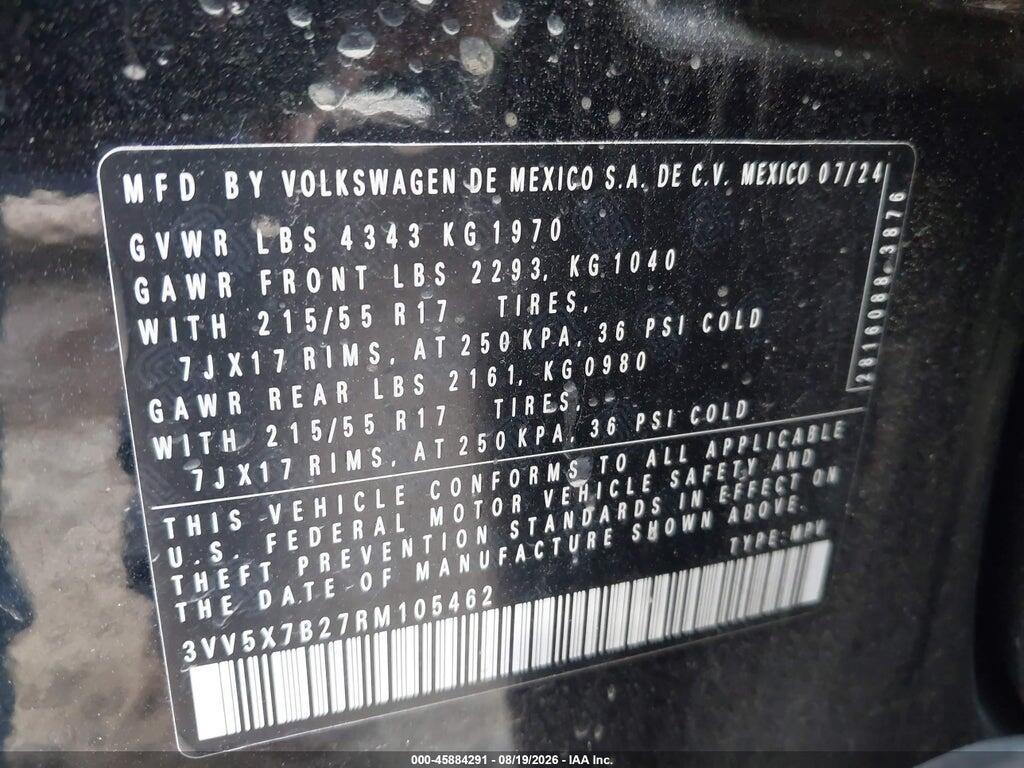 3VV5X7B27RM105462 2024 VOLKSWAGEN TAOS photo no. 9
