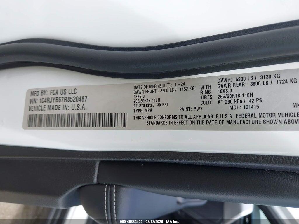 1C4RJYB67R8520487 2024 JEEP GRAND CHEROKEE 4XE photo no. 9
