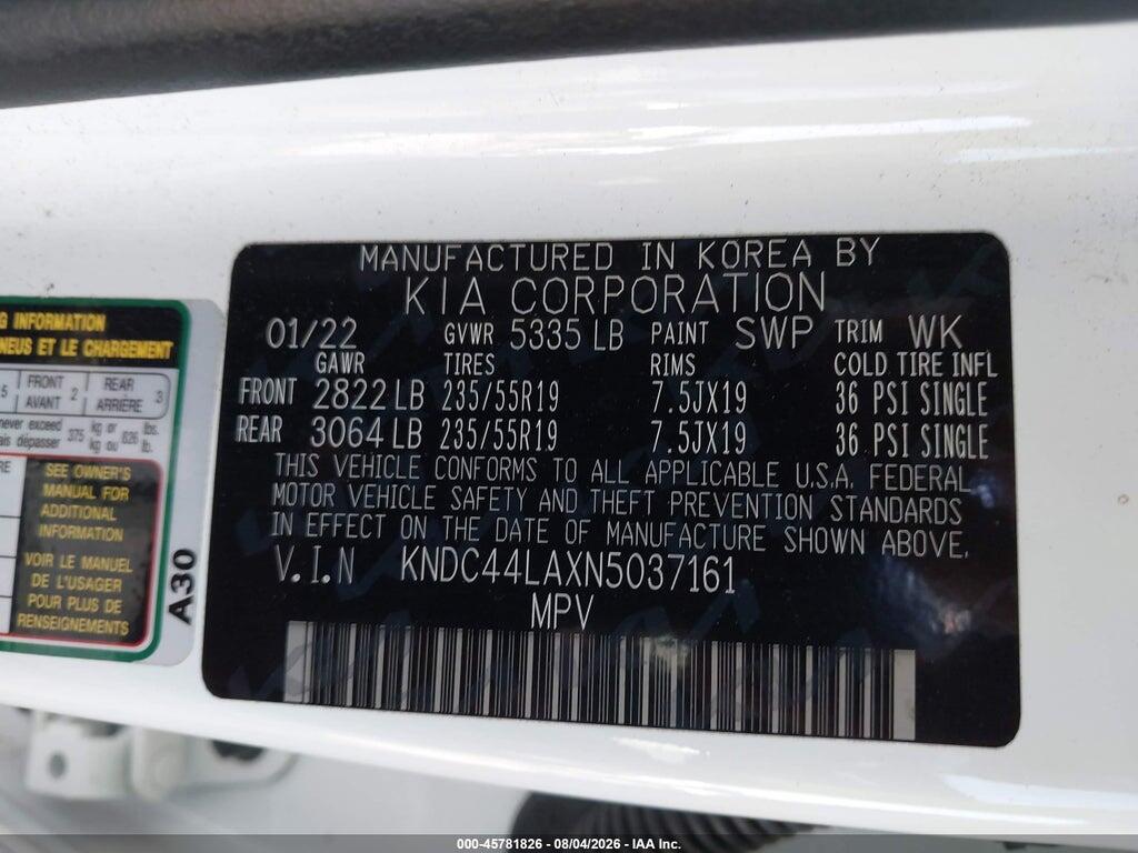 KNDC44LAXN5037161 2022 KIA EV6 photo no. 9
