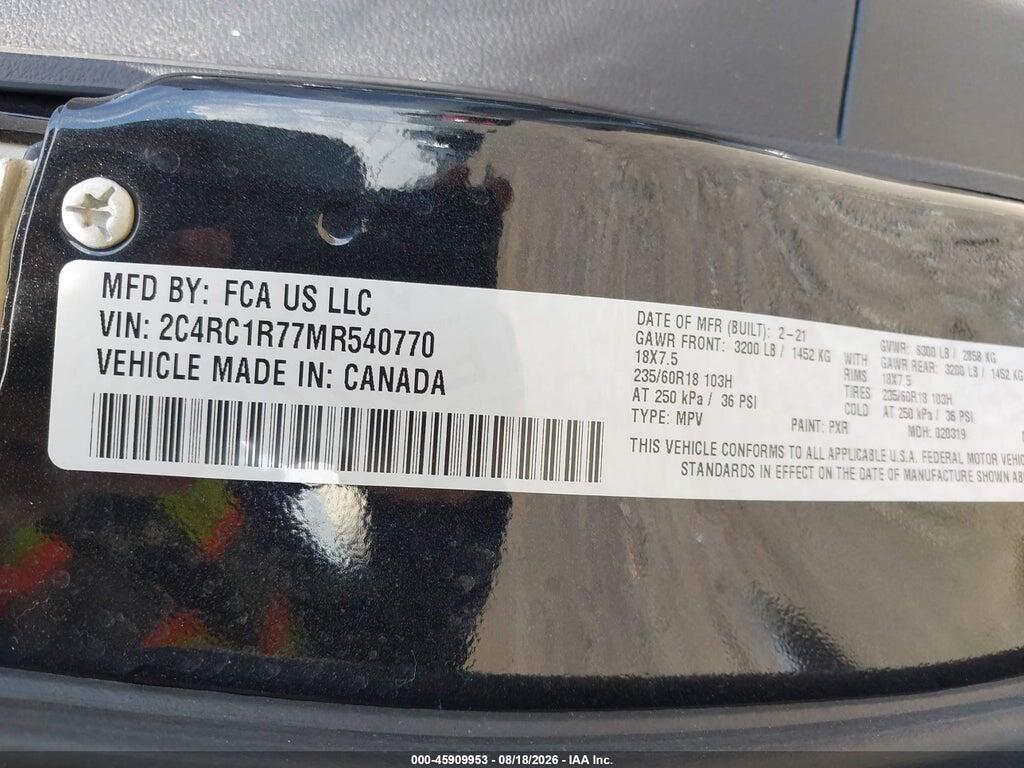 2C4RC1R77MR540770 2021 CHRYSLER PACIFICA HYBRID photo no. 9