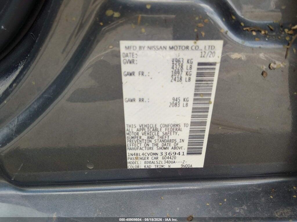 1N4BL4CV0MN336941 2021 NISSAN ALTIMA photo no. 9