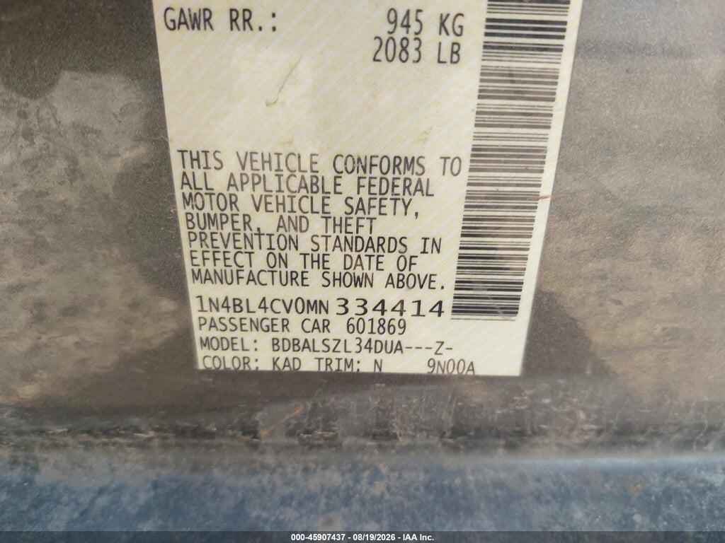 1N4BL4CV0MN334414 2021 NISSAN ALTIMA photo no. 9