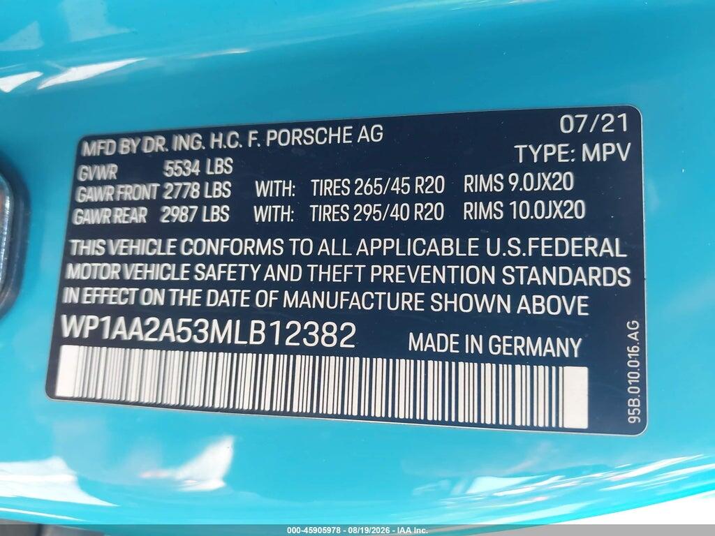 WP1AA2A53MLB12382 2021 PORSCHE MACAN photo no. 9