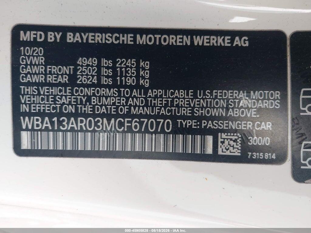 WBA13AR03MCF67070 2021 BMW M440I photo no. 9