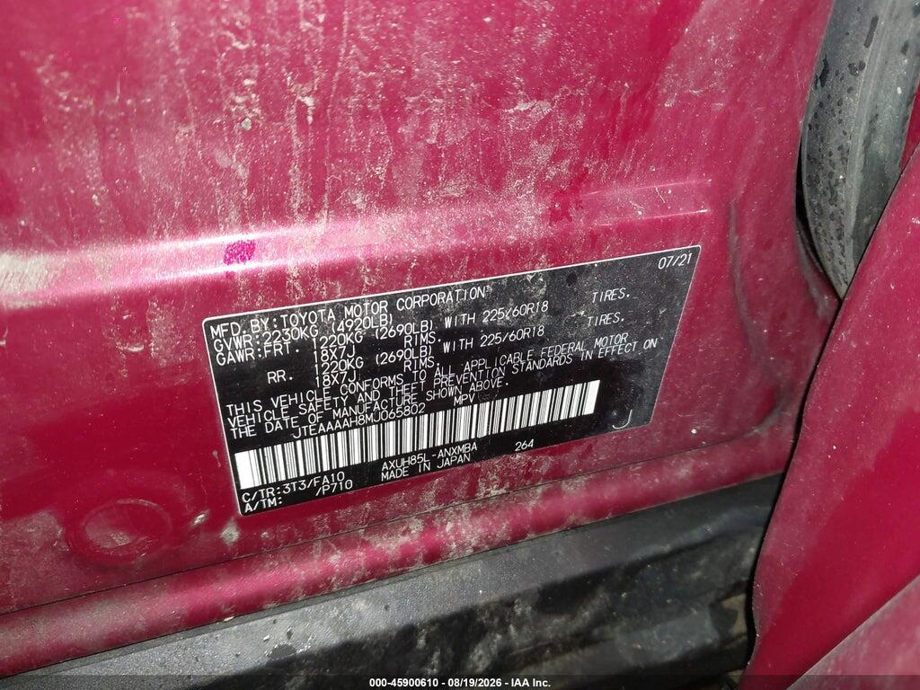 JTEAAAAH8MJ065802 2021 TOYOTA VENZA photo no. 9