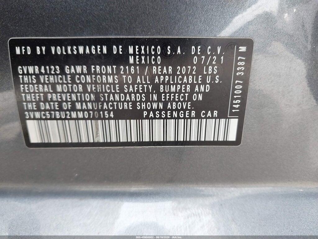 3VWC57BU2MM070154 2021 VOLKSWAGEN JETTA photo no. 9