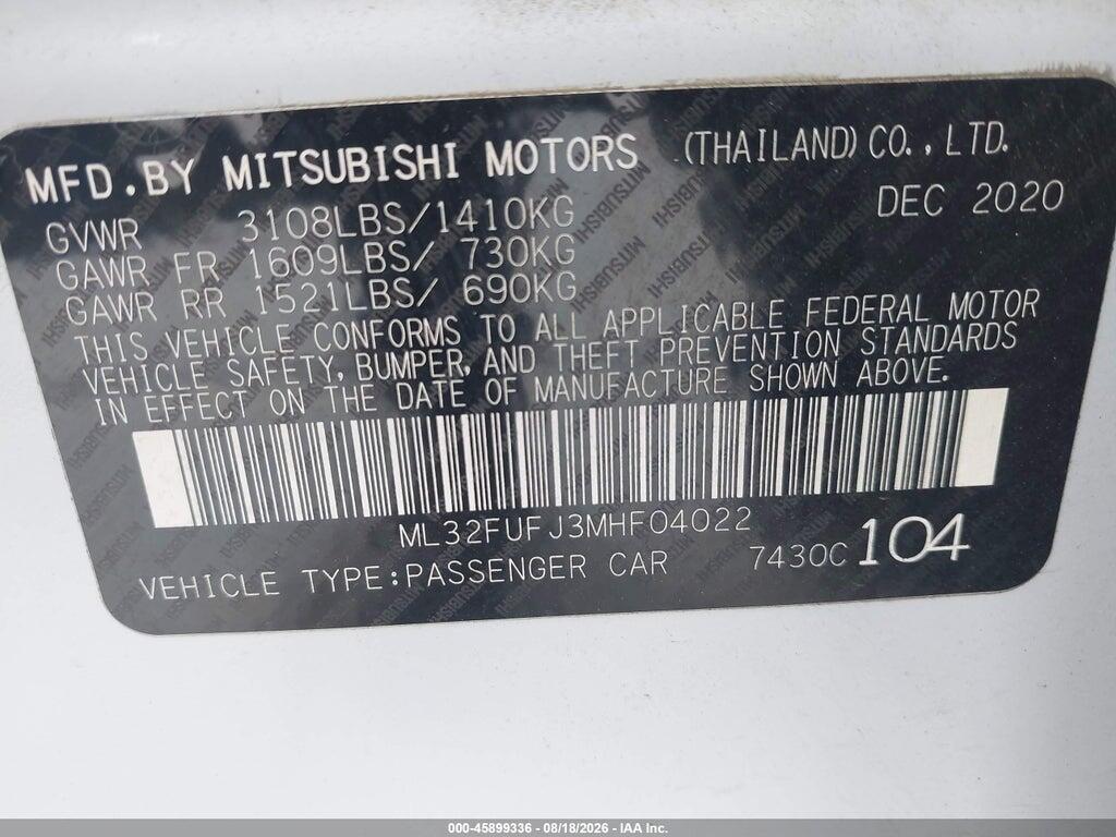 ML32FUFJ3MHF04022 2021 MITSUBISHI MIRAGE G4 photo no. 9