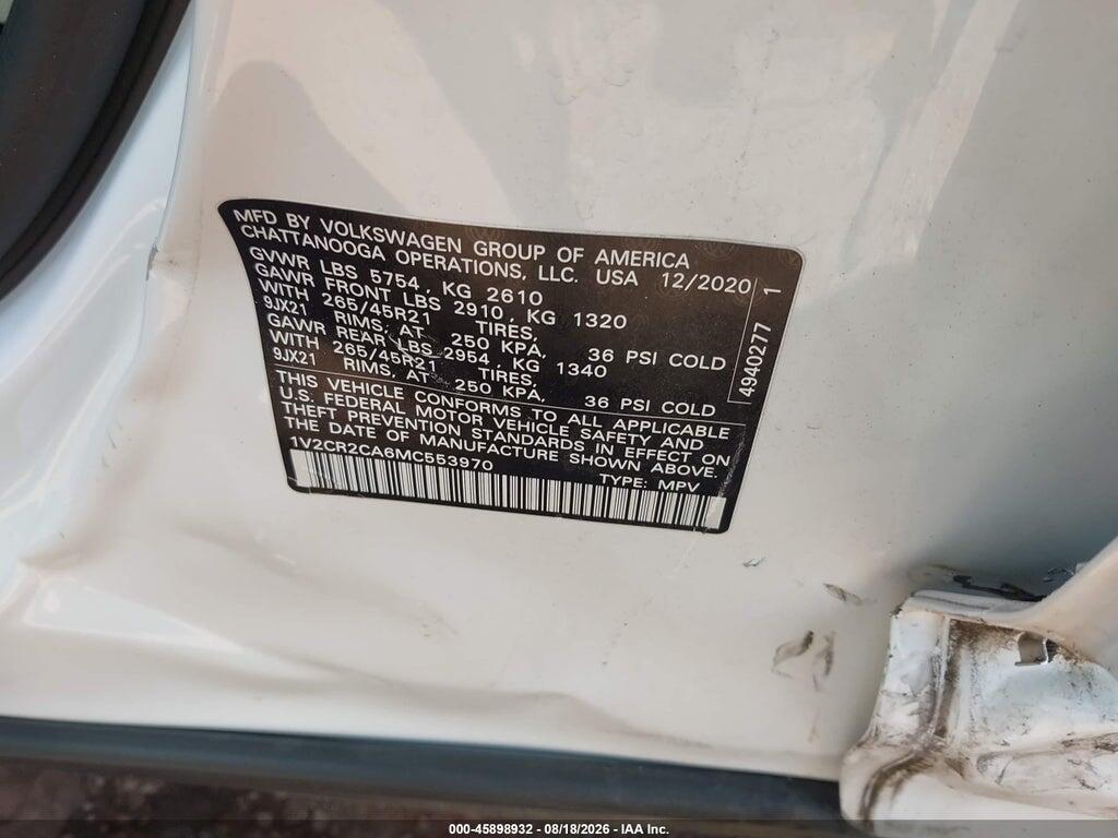 1V2CR2CA6MC553970 2021 VOLKSWAGEN ATLAS photo no. 9