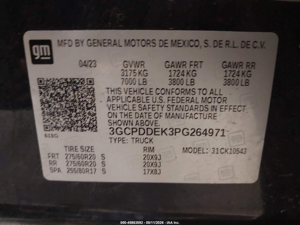 3GCPDDEK3PG264971 2023 CHEVROLET SILVERADO 1500 photo no. 9