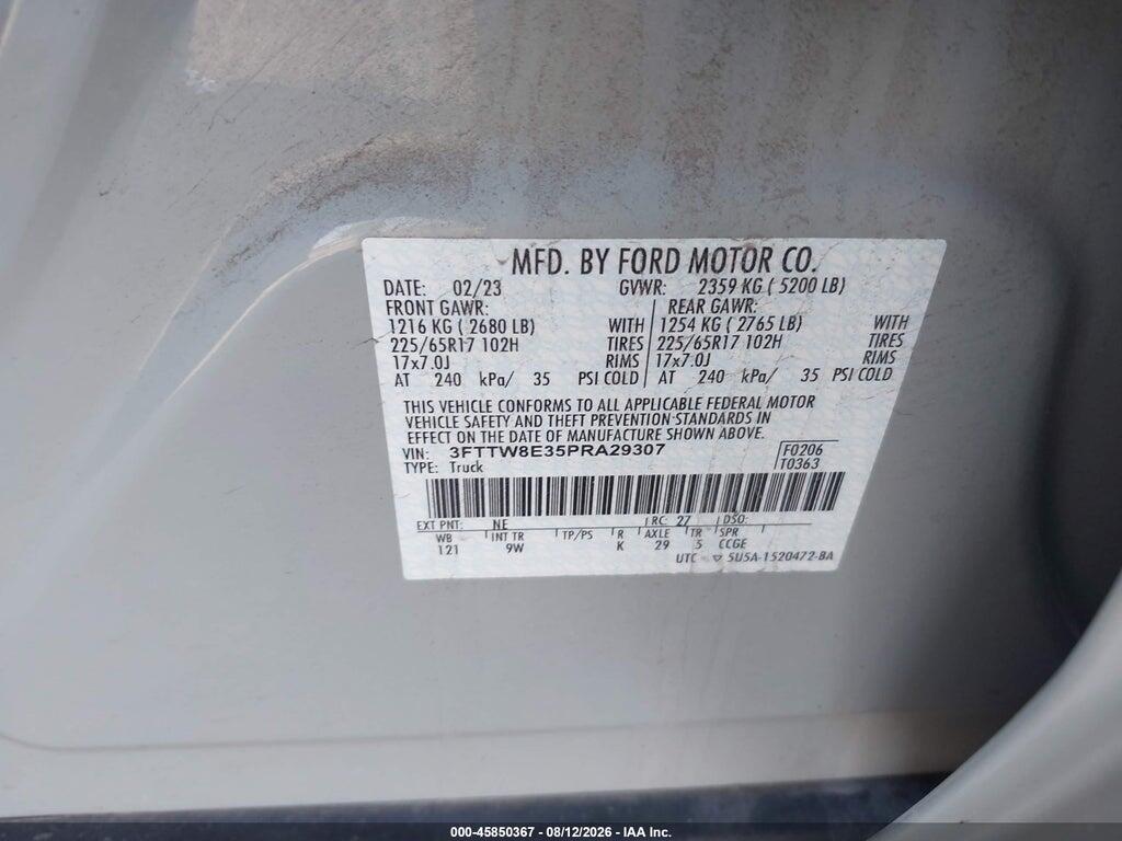 3FTTW8E35PRA29307 2023 FORD MAVERICK photo no. 9