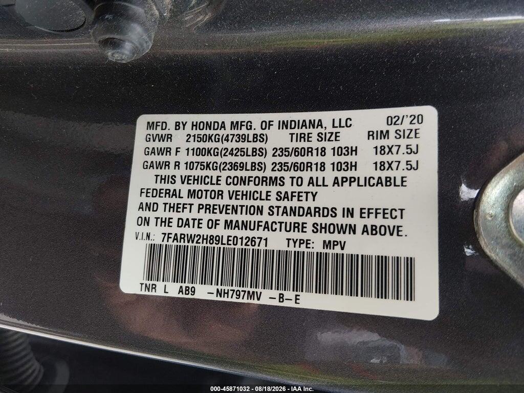 7FARW2H89LE012671 2020 HONDA CR-V photo no. 9