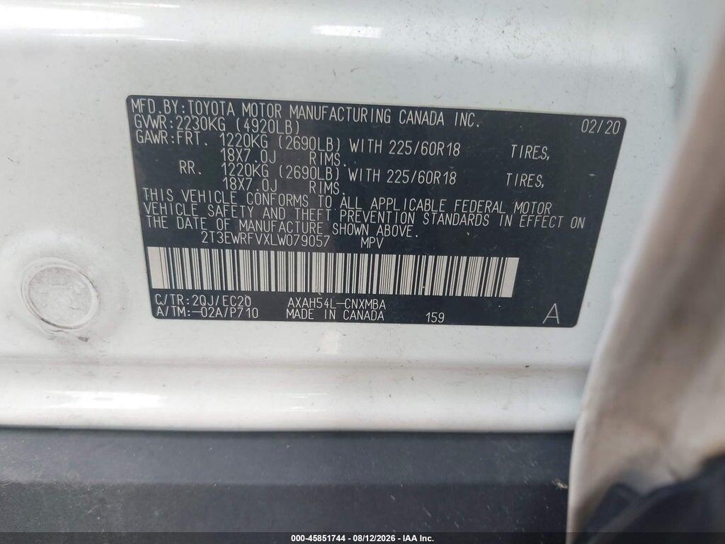 2T3EWRFVXLW079057 2020 TOYOTA RAV4 HYBRID photo no. 9