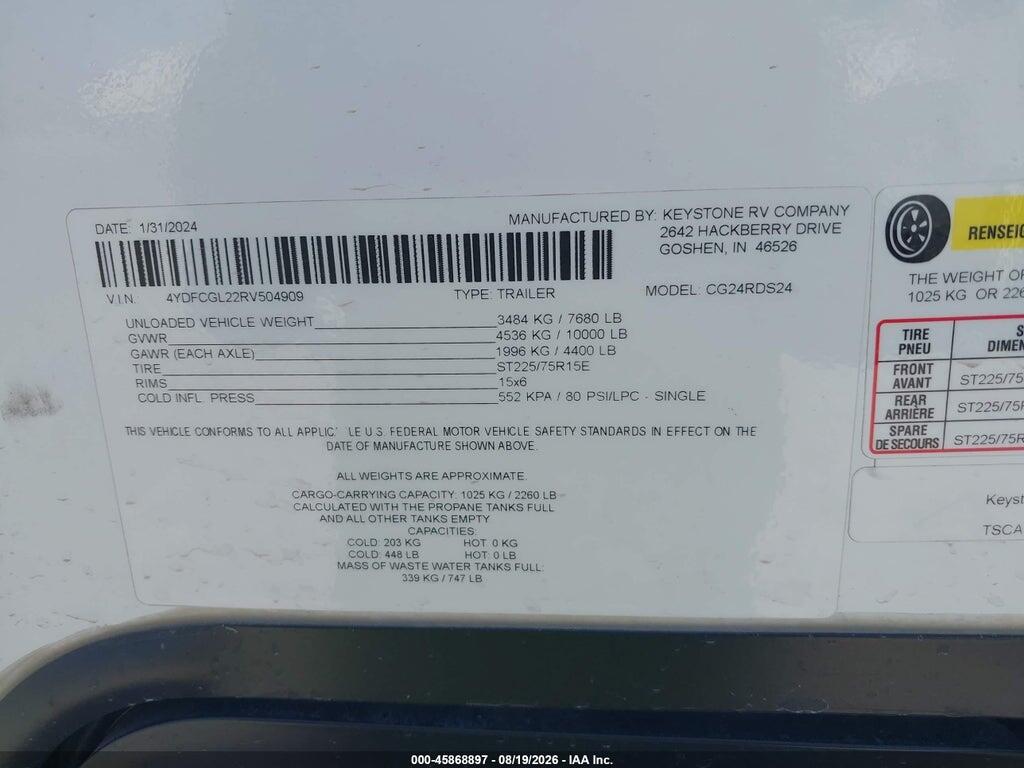 4YDFCGL22RV504909 2024 KEYS 24RDS photo no. 9