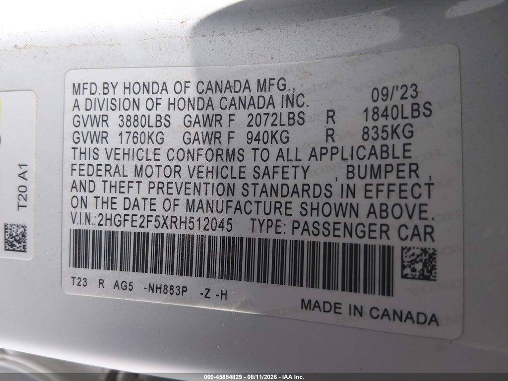 2HGFE2F5XRH512045 2024 HONDA CIVIC photo no. 9