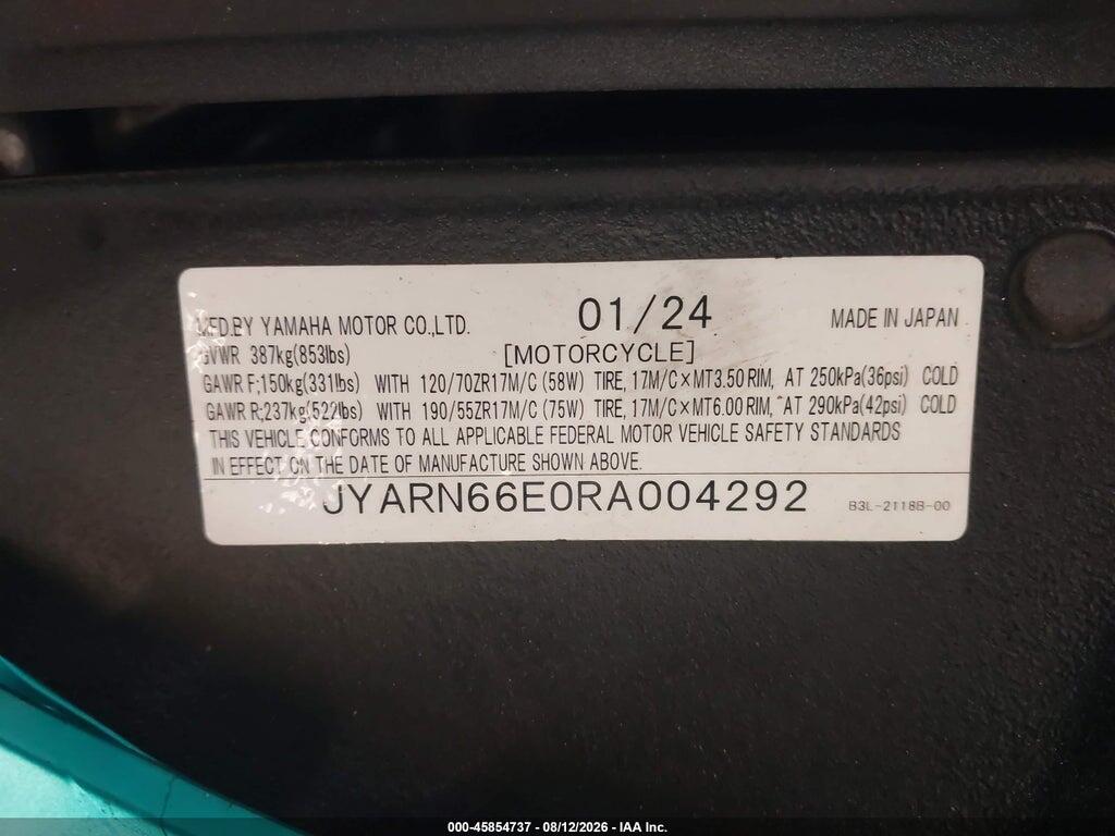 JYARN66E0RA004292 2024 YAMAHA YZFR1 photo no. 10