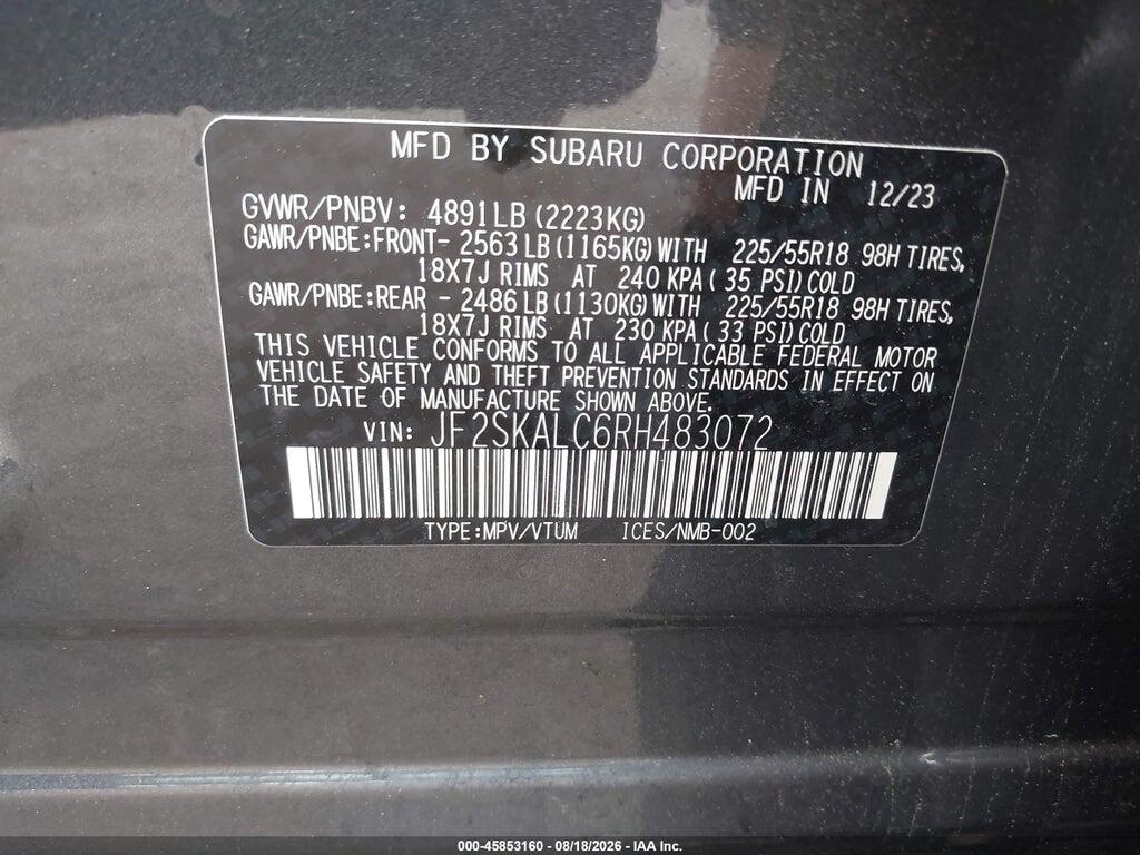 JF2SKALC6RH483072 2024 SUBARU FORESTER photo no. 9