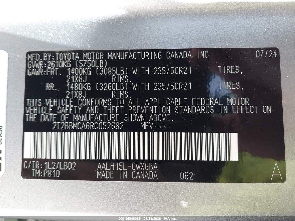 2T2BBMCA6RC052682 2024 LEXUS RX 350H photo no. 9