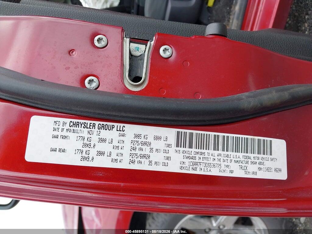 1C6RR7FT3DS536725 2013 RAM 1500 photo no. 9