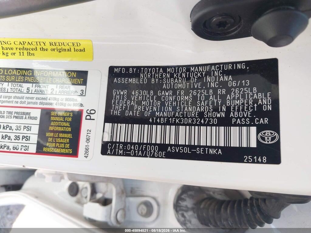 4T4BF1FK3DR324730 2013 TOYOTA CAMRY photo no. 9