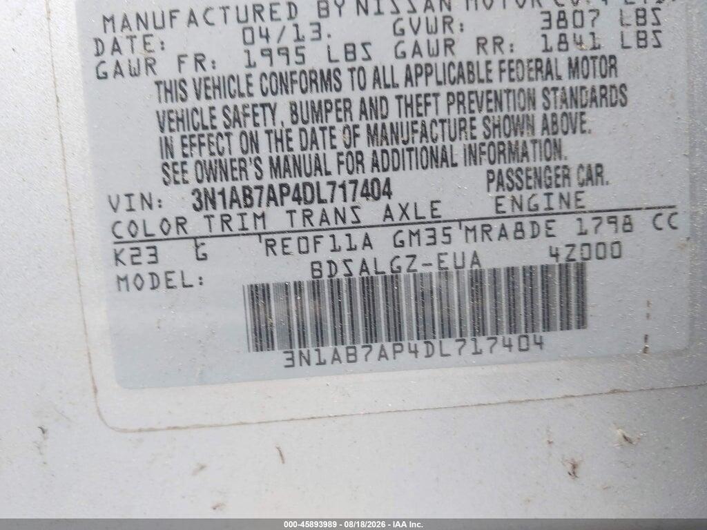 3N1AB7AP4DL717404 2013 NISSAN SENTRA photo no. 9