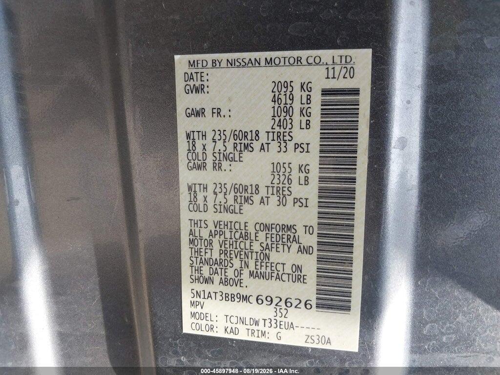 5N1AT3BB9MC692626 2021 NISSAN ROGUE photo no. 9