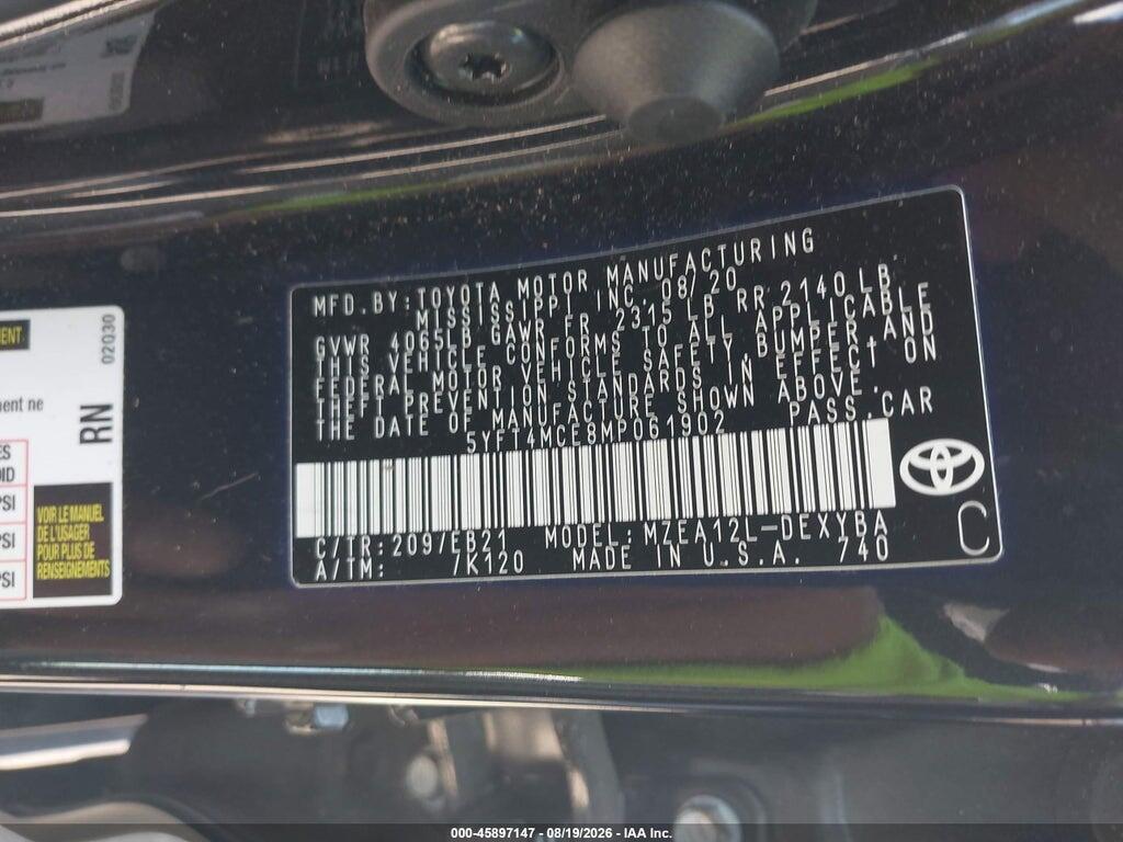 5YFT4MCE8MP061902 2021 TOYOTA COROLLA photo no. 9