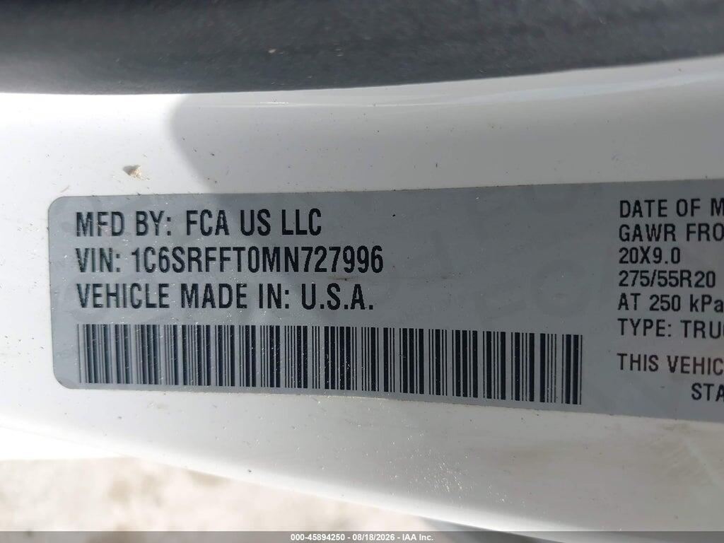 1C6SRFFT0MN727996 2021 RAM 1500 photo no. 9
