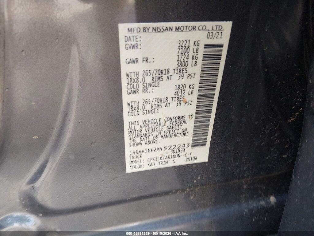 1N6AA1EE2MN522243 2021 NISSAN TITAN photo no. 9