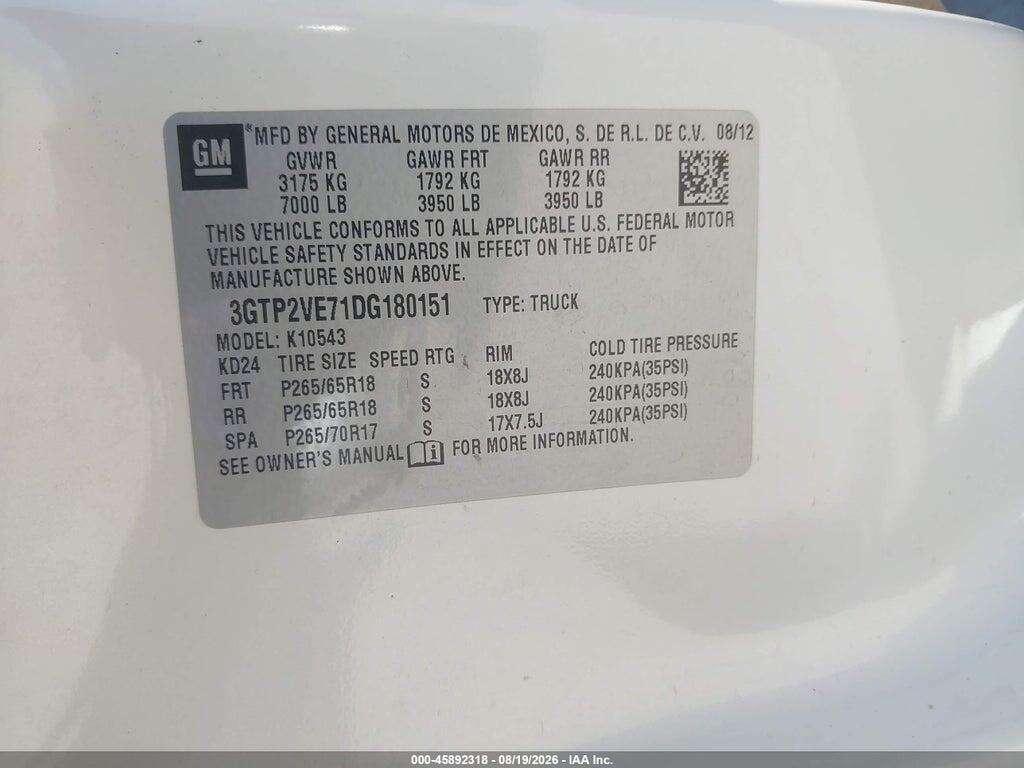 3GTP2VE71DG180151 2013 GMC SIERRA 1500 photo no. 9