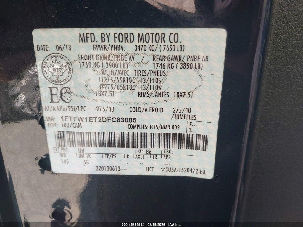 1FTFW1ET2DFC83005 2013 FORD F-150 photo no. 9