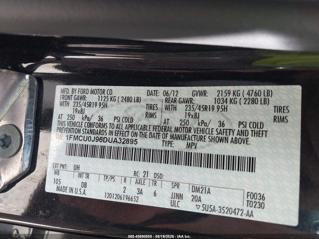 1FMCU0J96DUA32895 2013 FORD ESCAPE photo no. 9