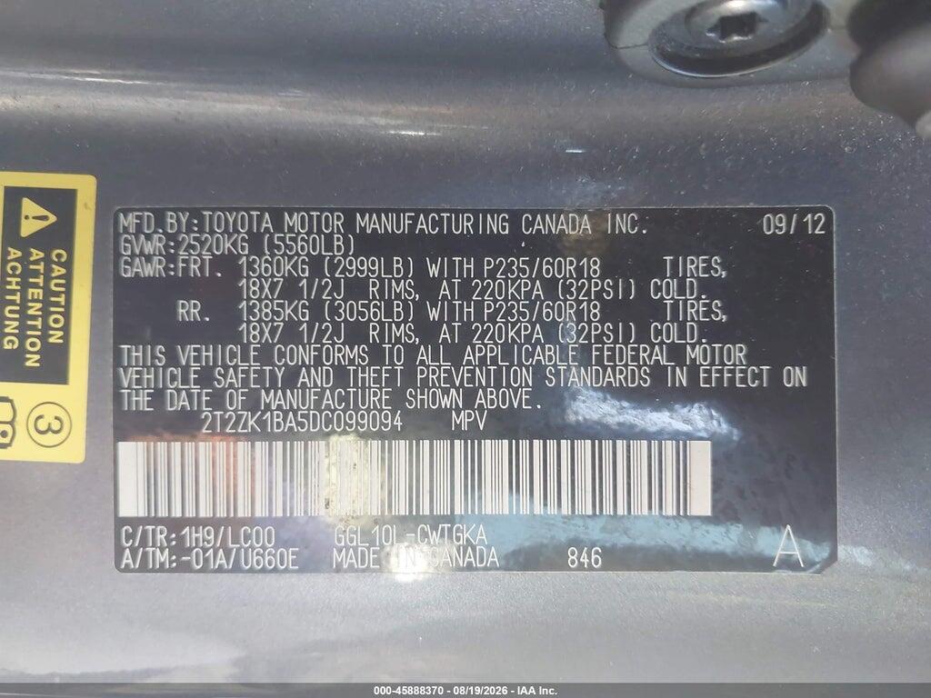 2T2ZK1BA5DC099094 2013 LEXUS RX 350 photo no. 9