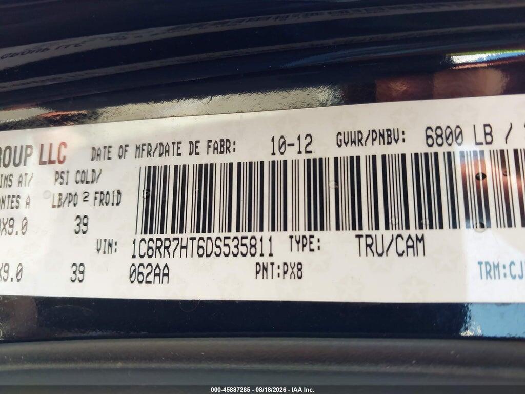 1C6RR7HT6DS535811 2013 RAM 1500 photo no. 9
