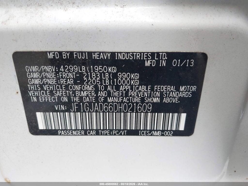 JF1GJAD66DH021609 2013 SUBARU IMPREZA photo no. 9