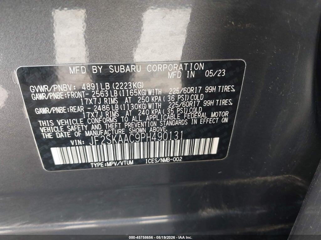 JF2SKAAC9PH490131 2023 SUBARU FORESTER photo no. 9