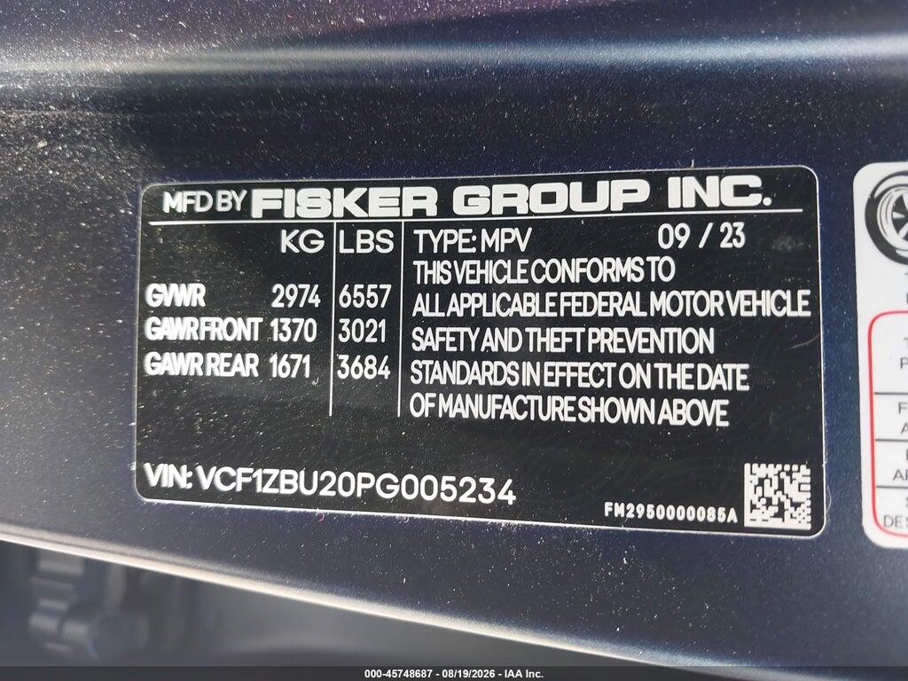 VCF1ZBU20PG005234 2023 FISKER OCEAN photo no. 9