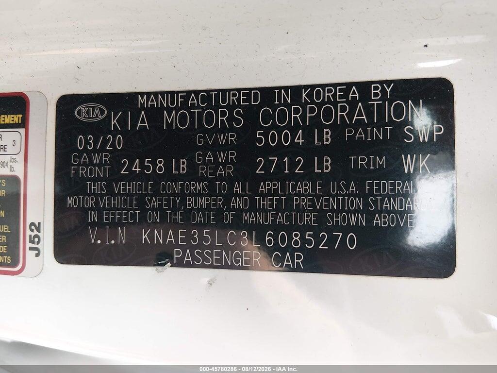 KNAE35LC3L6085270 2020 KIA STINGER photo no. 9