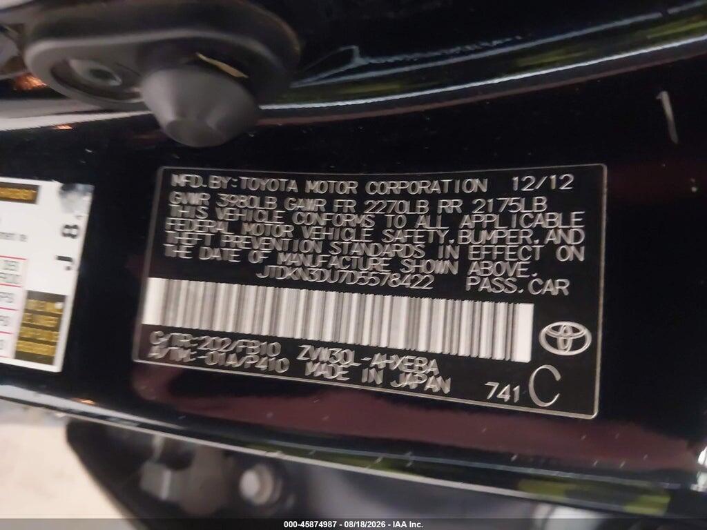 JTDKN3DU7D5578422 2013 TOYOTA PRIUS photo no. 9