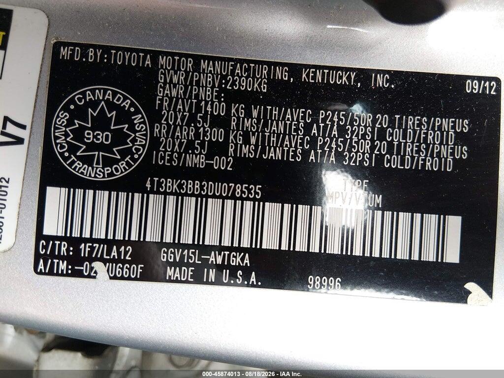 4T3BK3BB3DU078535 2013 TOYOTA VENZA photo no. 9