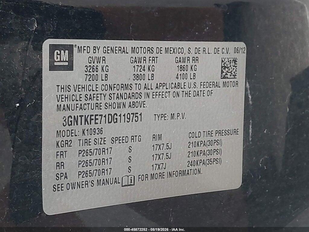 3GNTKFE71DG119751 2013 CHEVROLET AVALANCHE photo no. 9