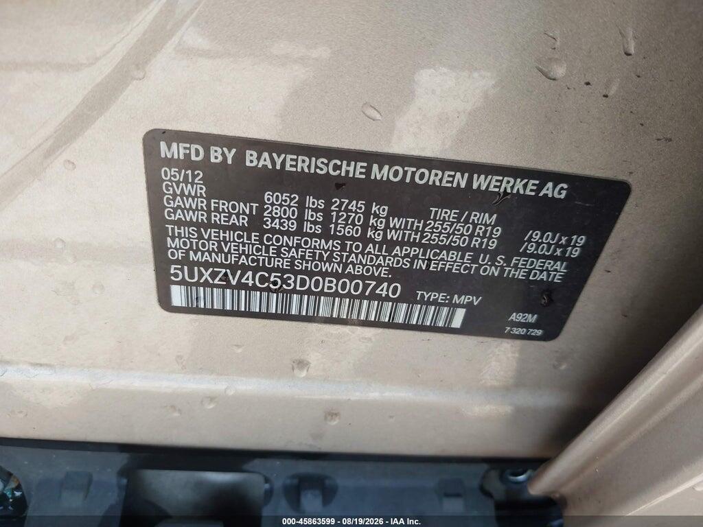 5UXZV4C53D0B00740 2013 BMW X5 photo no. 9
