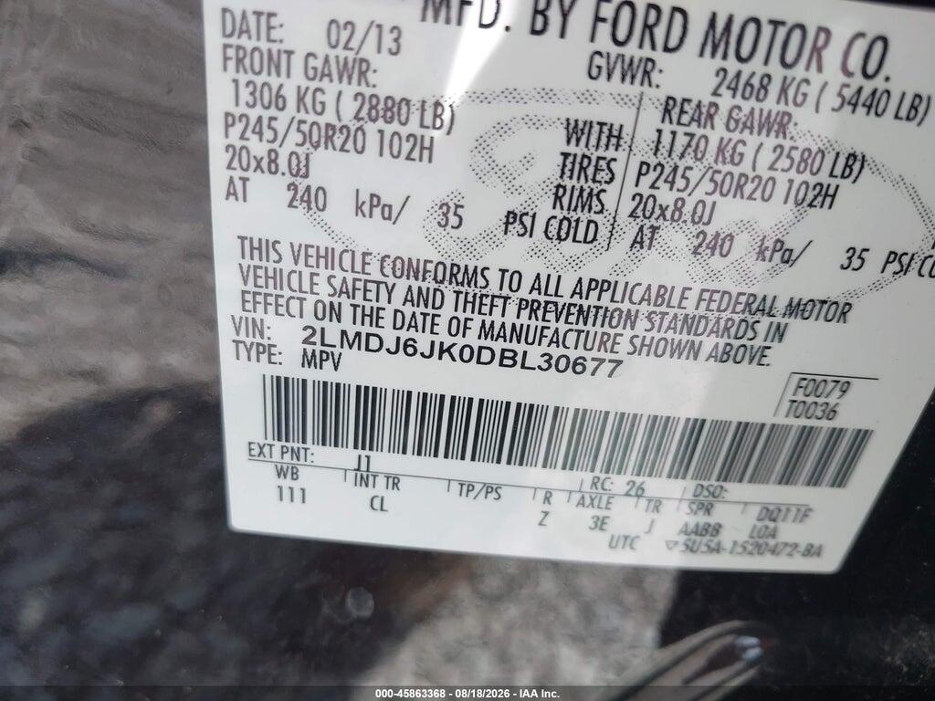 2LMDJ6JK0DBL30677 2013 LINCOLN MKX photo no. 9