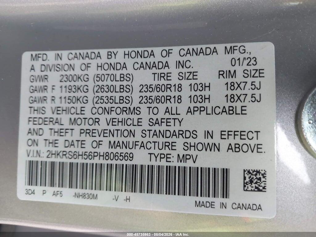 2HKRS6H56PH806569 2023 HONDA CR-V HYBRID photo no. 9